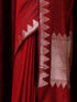Banaras Red Temple Mul Mul Cotton Silk Saree with Blouse Fabric