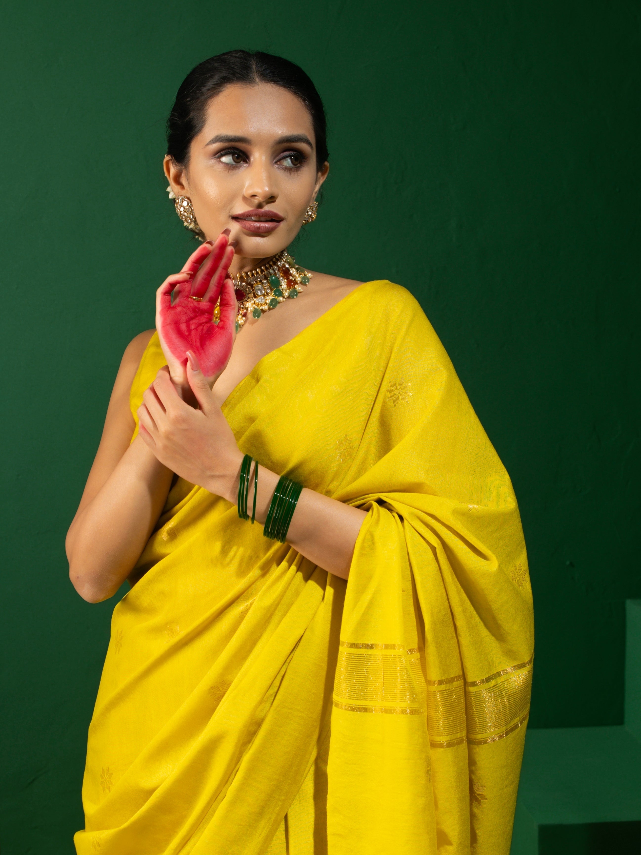 Pooja Citron Soft Silk Bhagalpur Saree with Blouse Fabric
