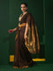 Coffee and Bronze Cotton Silk Saree with Blouse Fabric