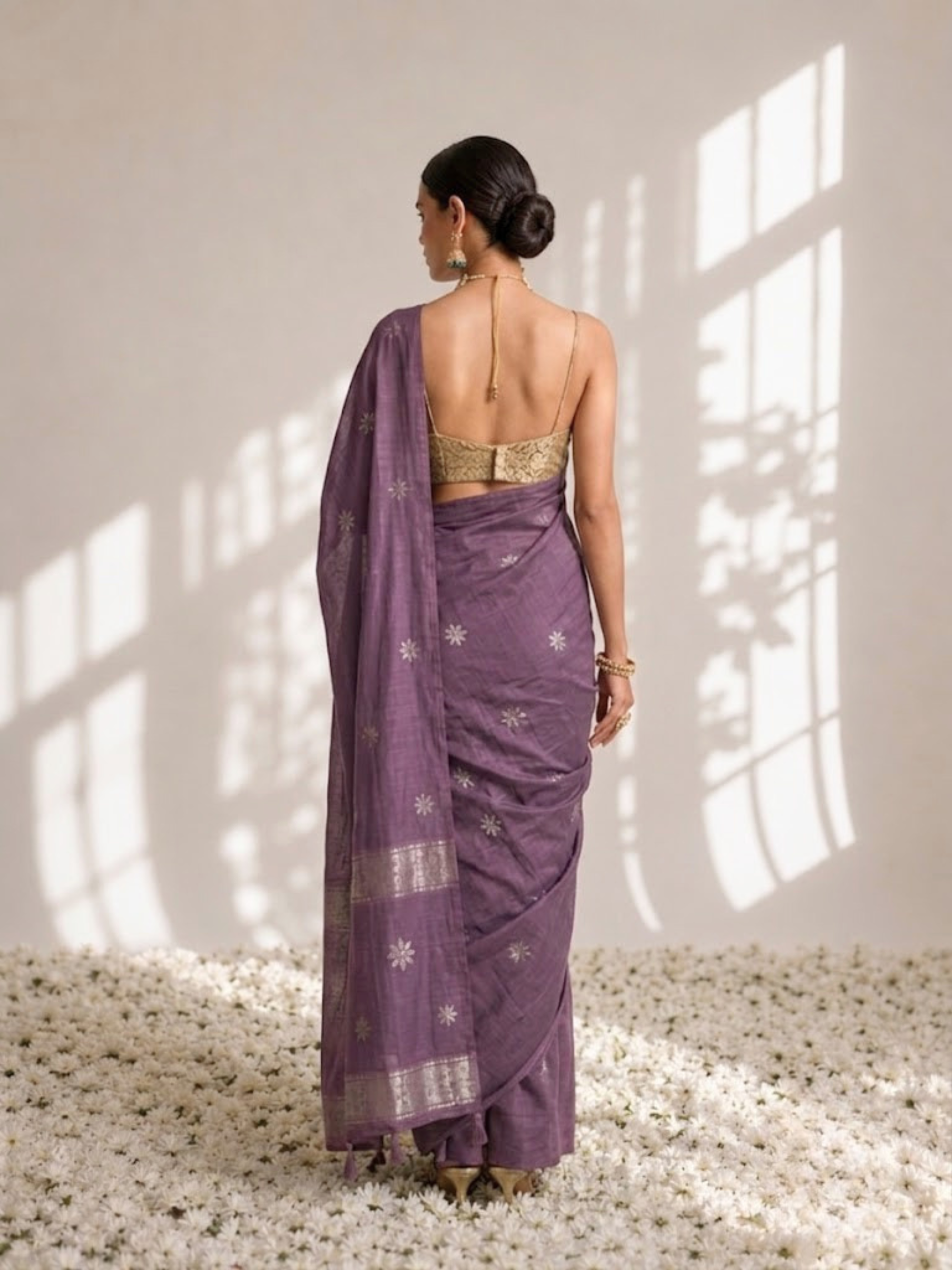 Purple Jasper Soft Silk Blend Bhagalpur Saree with Self Blouse Fabric