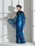 Regal Blue with Pink Shine organza Net Saree and Sequin Blouse Fabric