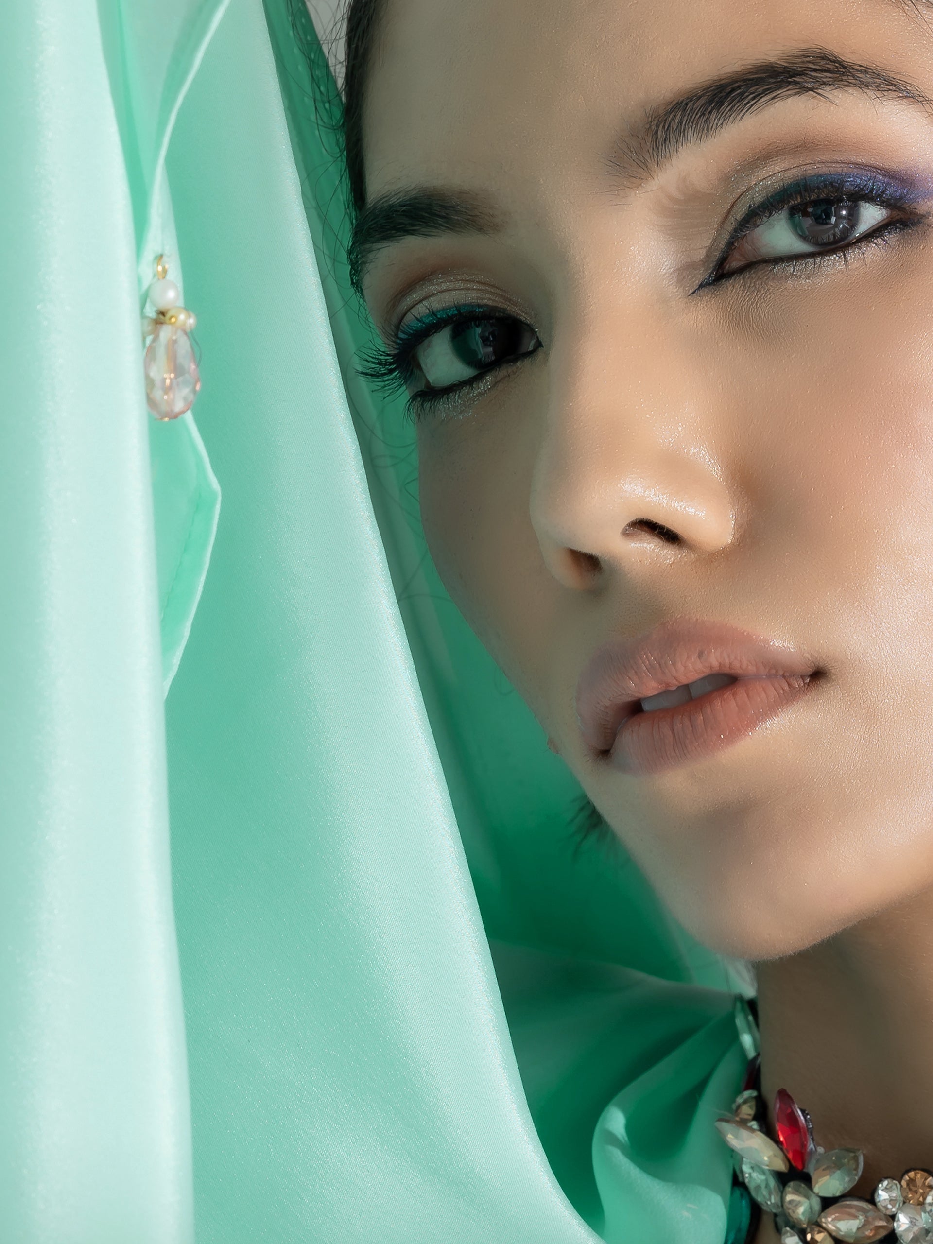 Cool Ice Crepe saree with Beads and Self Blouse fabric