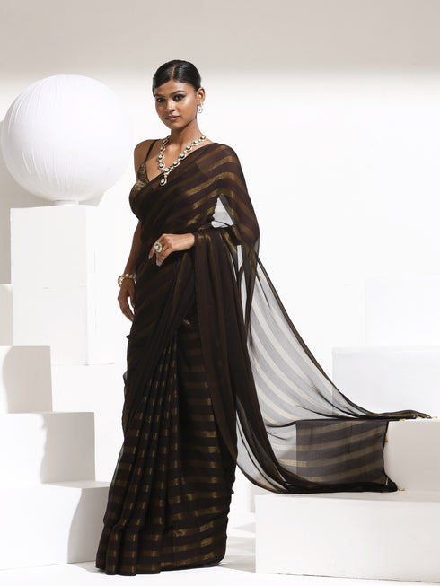 Henna Peekabo Shimmer and Stripe with Plain Blouse