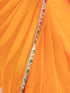 Lady Danger Orange Yellow Dual Shade Chiffon Saree with Lace and Self-Blouse Fabric
