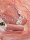 3 Pc Unstitched Suit SET - Pink Beaded and Embroidered Organza Kurta and Border Dupatta with Cotton Pyjama