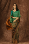 Green & Brown Satin Ombre' Saree