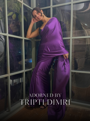 Royal Amethyst Purple Saree With Embroidered Blouse Fabric