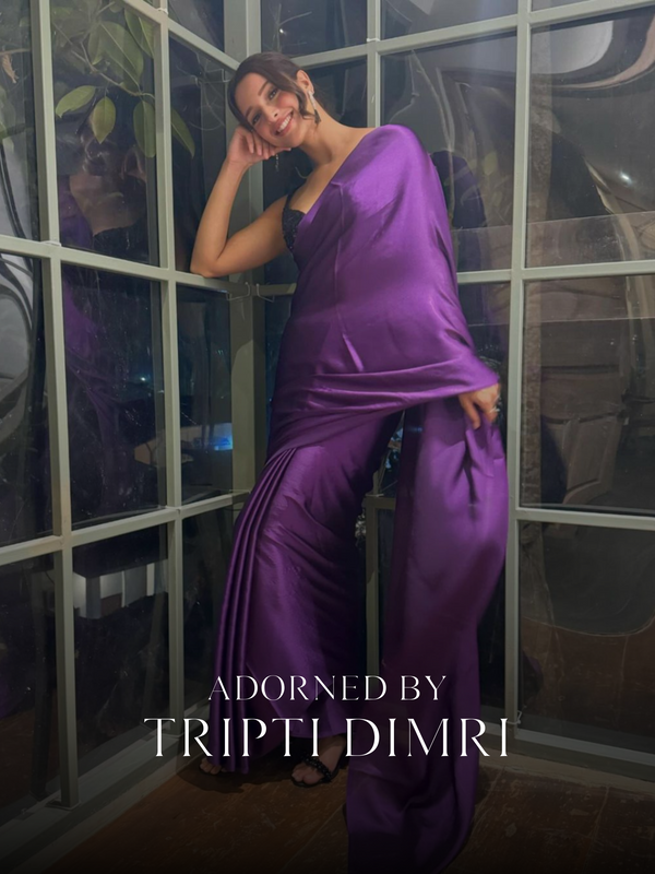 Royal Amethyst Purple Saree With Embroidered Blouse Fabric