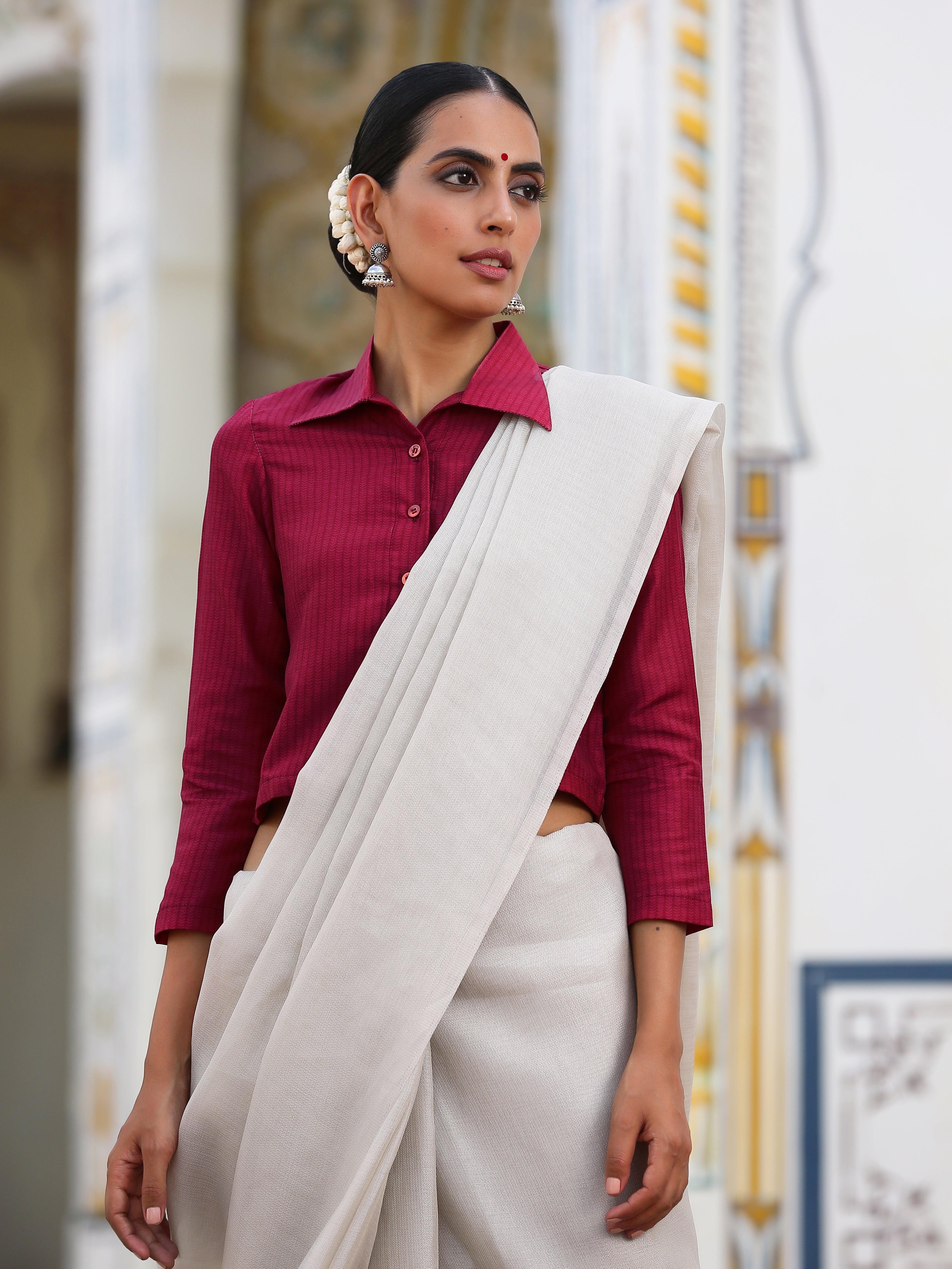 Fine Foliage Self Print Blouse