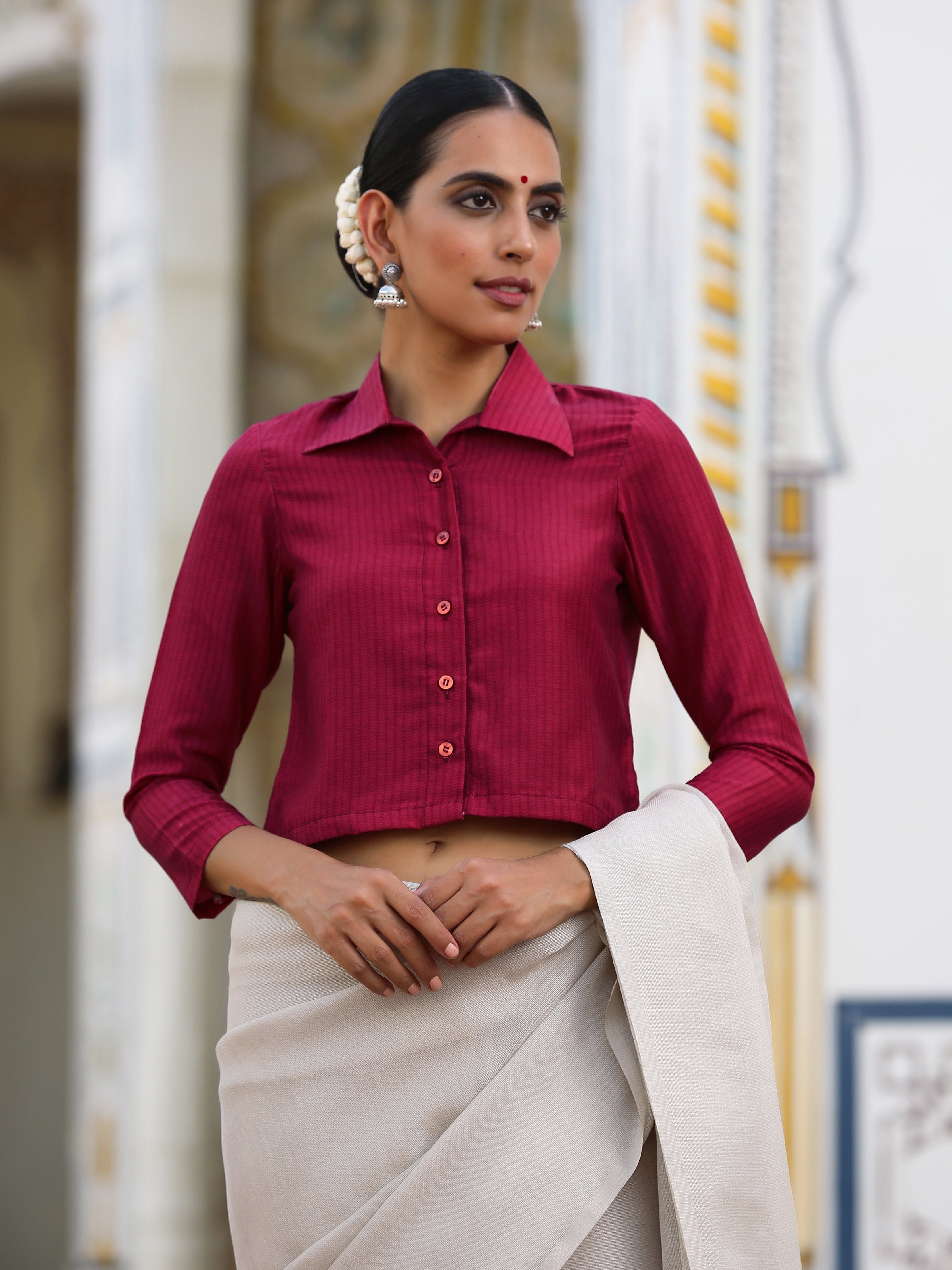 Fine Foliage Self Print Blouse