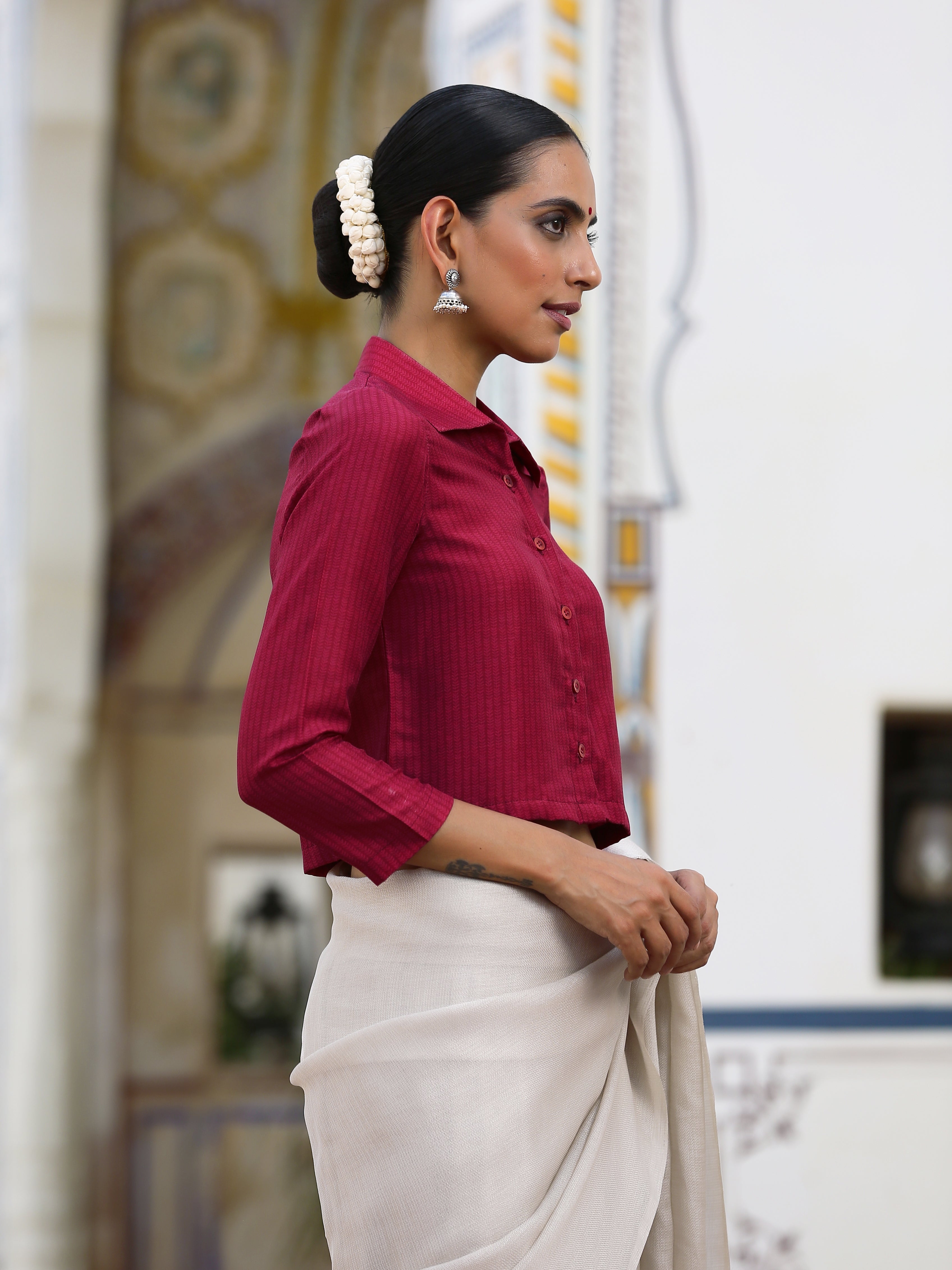 Fine Foliage Self Print Blouse