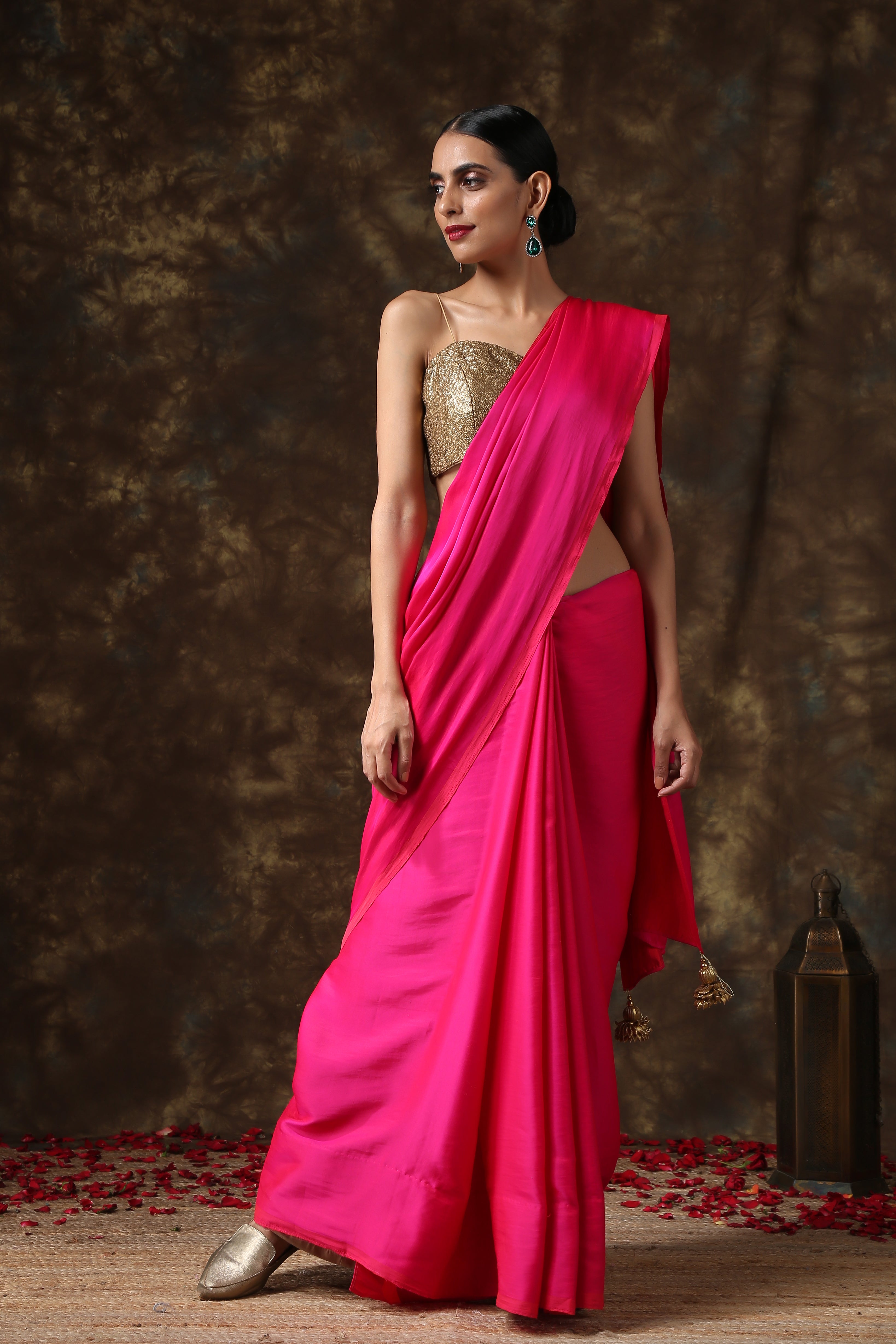 Fuchsia Flush Paradise Satin Saree