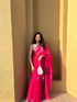 Gold Dots Fuschia Sparkle Organza Saree with Blouse Fabric