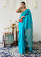 Elegant Blue Saree with Gold Woven Jacquard Pallu & Self Blouse Fabric