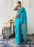Elegant Blue Saree with Gold Woven Jacquard Pallu & Self Blouse Fabric