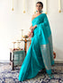 Elegant Blue Saree with Gold Woven Jacquard Pallu & Self Blouse Fabric