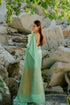 Solid Green-Yellow Saree with Woven Jacquard Pallu in Gold & Self Blouse Fabric