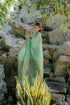 Solid Green-Yellow Saree with Woven Jacquard Pallu in Gold & Self Blouse Fabric
