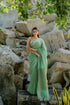Solid Green-Yellow Saree with Woven Jacquard Pallu in Gold & Self Blouse Fabric
