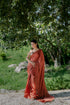 Satin Terracotta Saree with Swarovski-Style Lace & Self Blouse Fabric