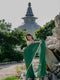Crepe Green Saree with Sequin Laces and Self Blouse Fabric