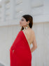 Satin Red Saree with Sequin Laces & Self Blouse Fabric