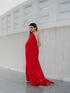 Satin Red Saree with Sequin Laces & Self Blouse Fabric