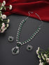 Big Emerald Diamond Necklace with Stud Earring