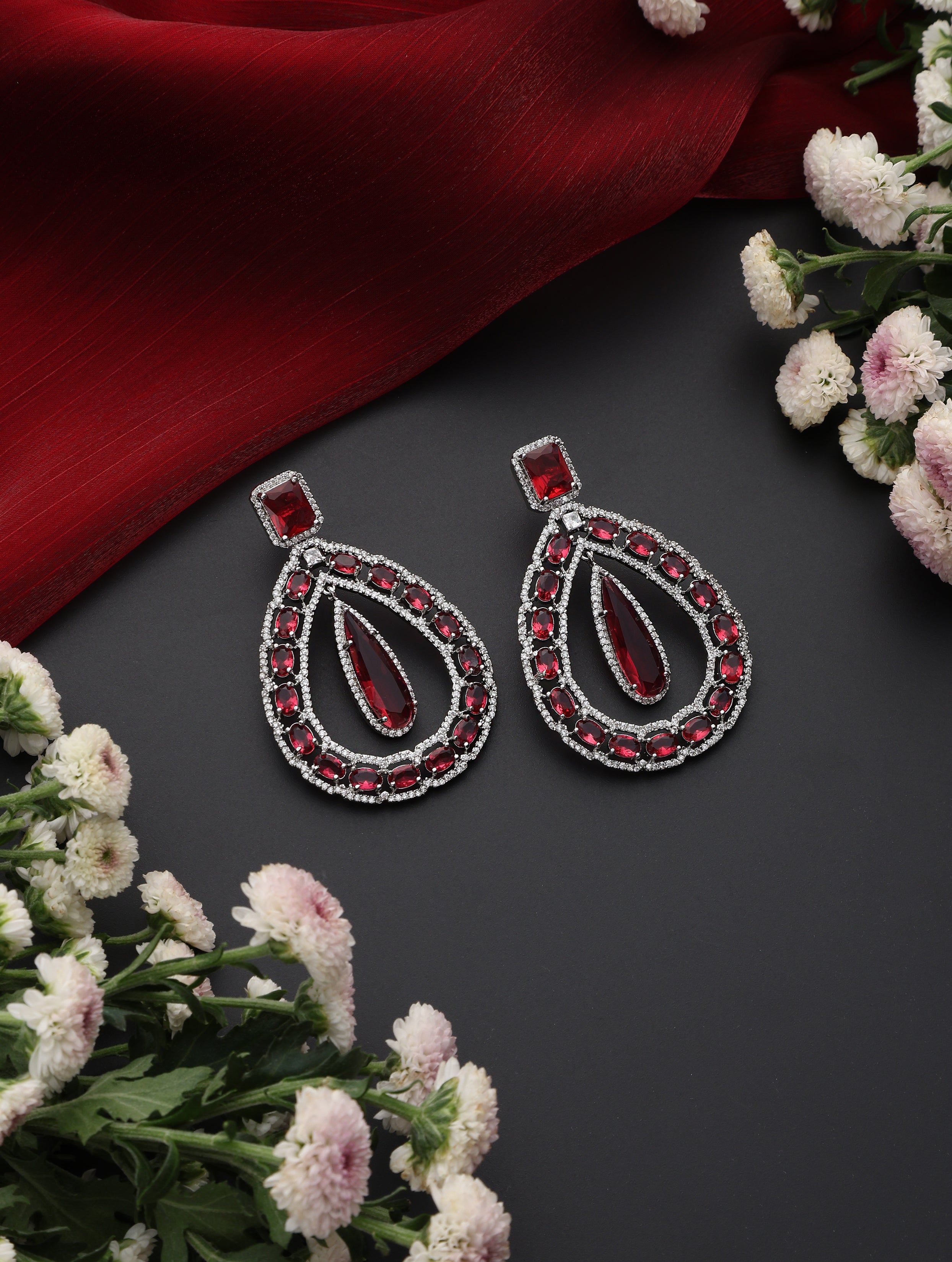 Pink Loops American Diamond Earrings
