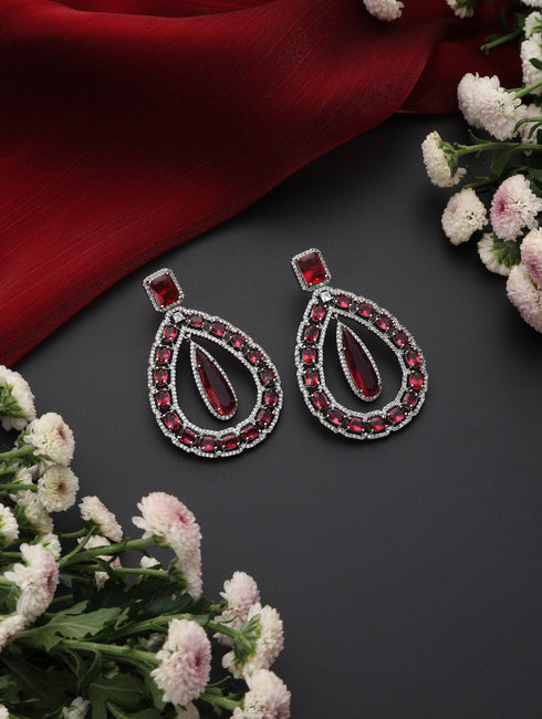 Pink Loops American Diamond Earrings