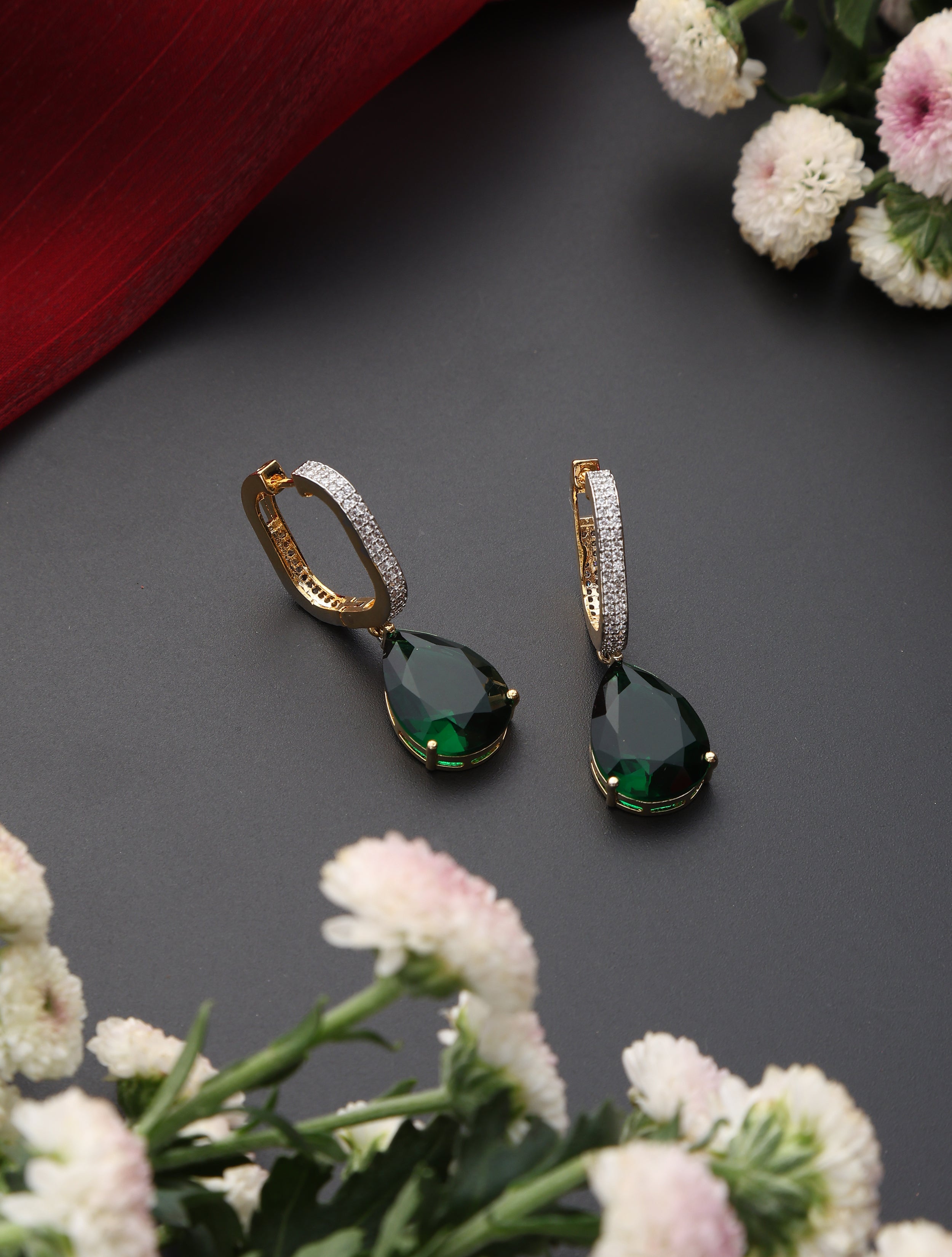 Green Gold Drop Earring