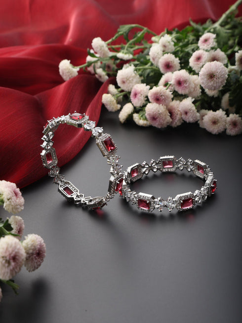 Ruby American Diamond Pair of Bangles
