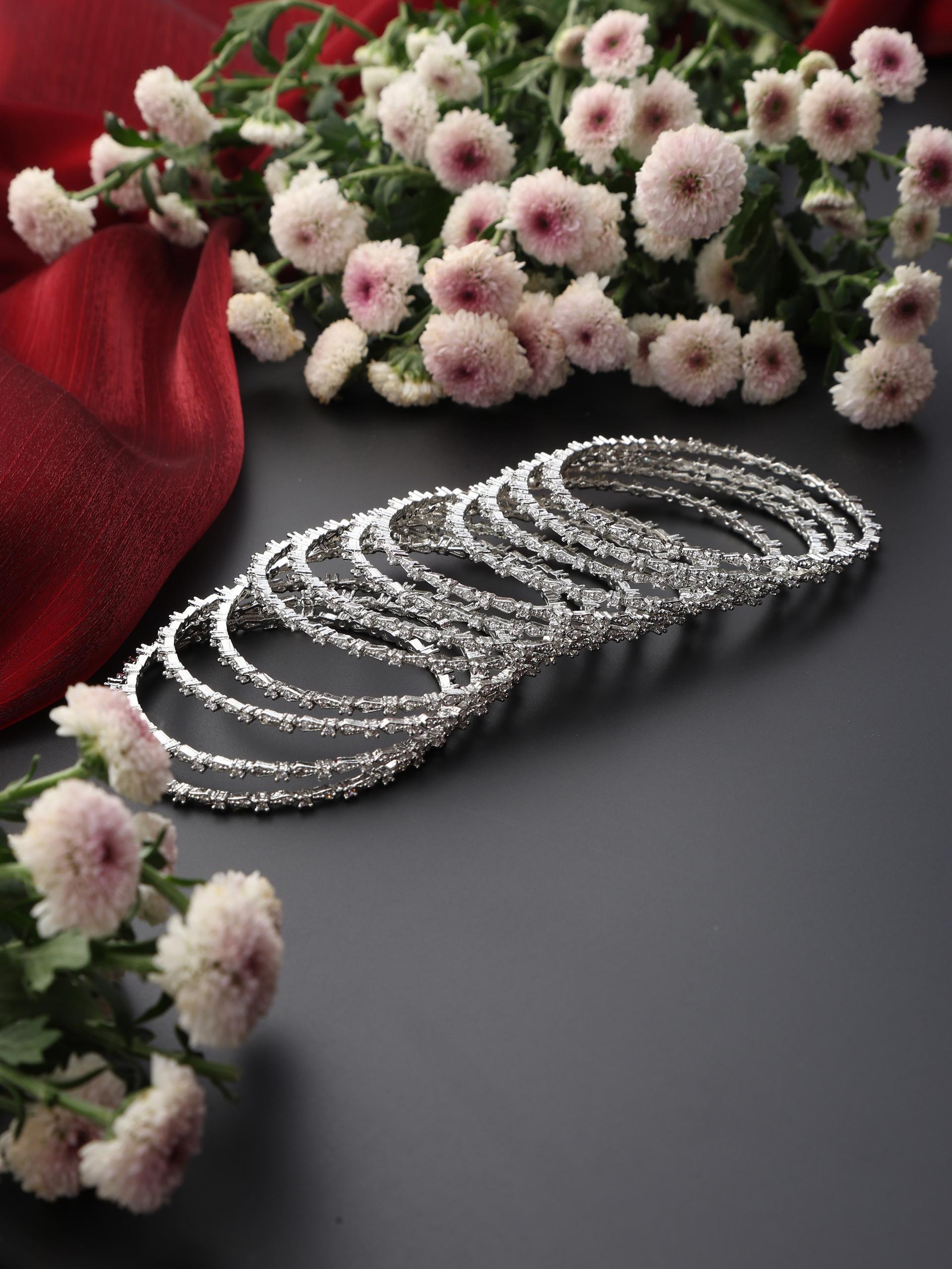 Set of 6 Thin Diamond Bangles