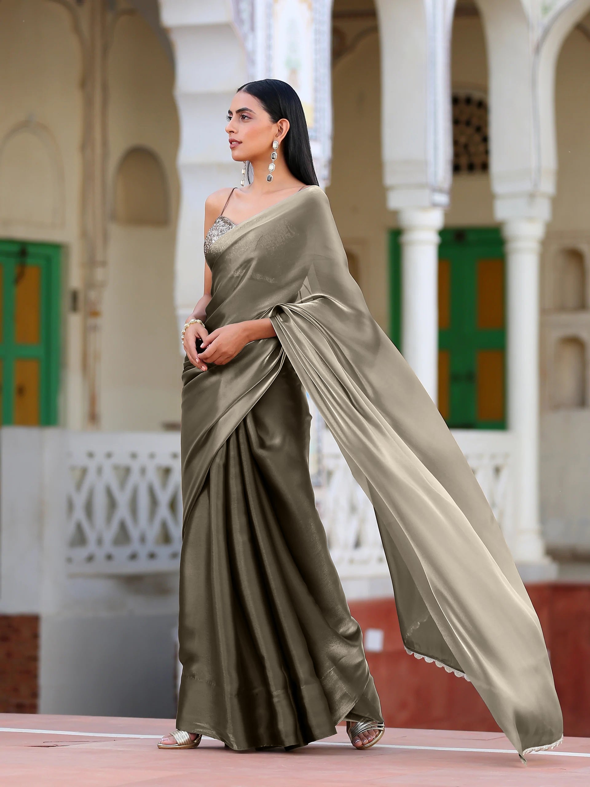 SET | Liquid Gold Saree with Lace + Liquid Blouse