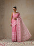 Pink and Silver Cotton Kota Saree with Allover Embroidery and Blouse Fabric