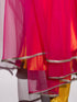 3pcs. Set | Yellow Satin Dress, Pants and Net Dupatta with Lace