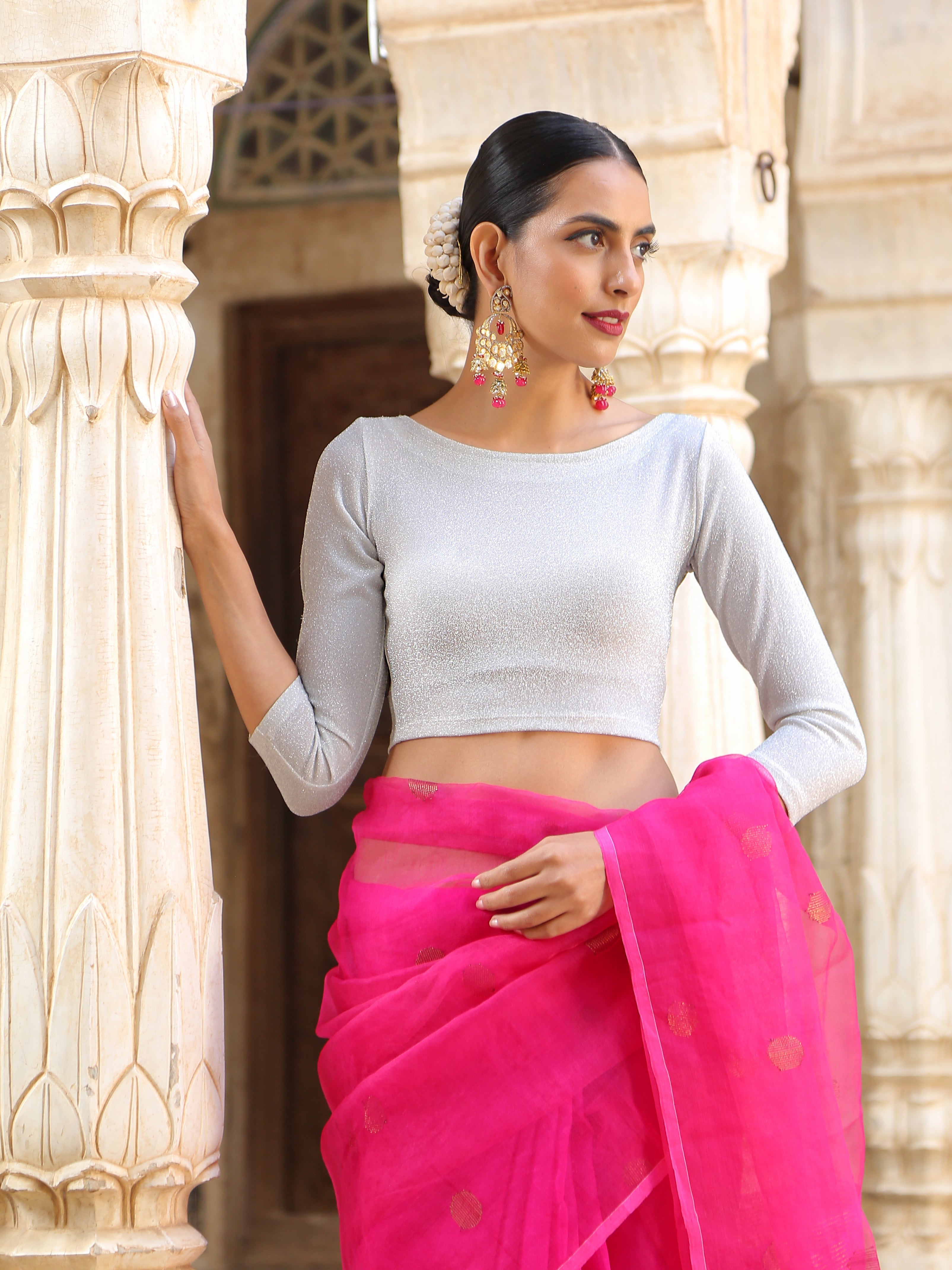 Stretchy Silver Shine Blouse