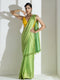 Lime and Blue Dual Shade Texture Chiffon Saree with Beads