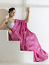 Onion Pink Silky Organza Saree with Beads and Self Blouse Fabric