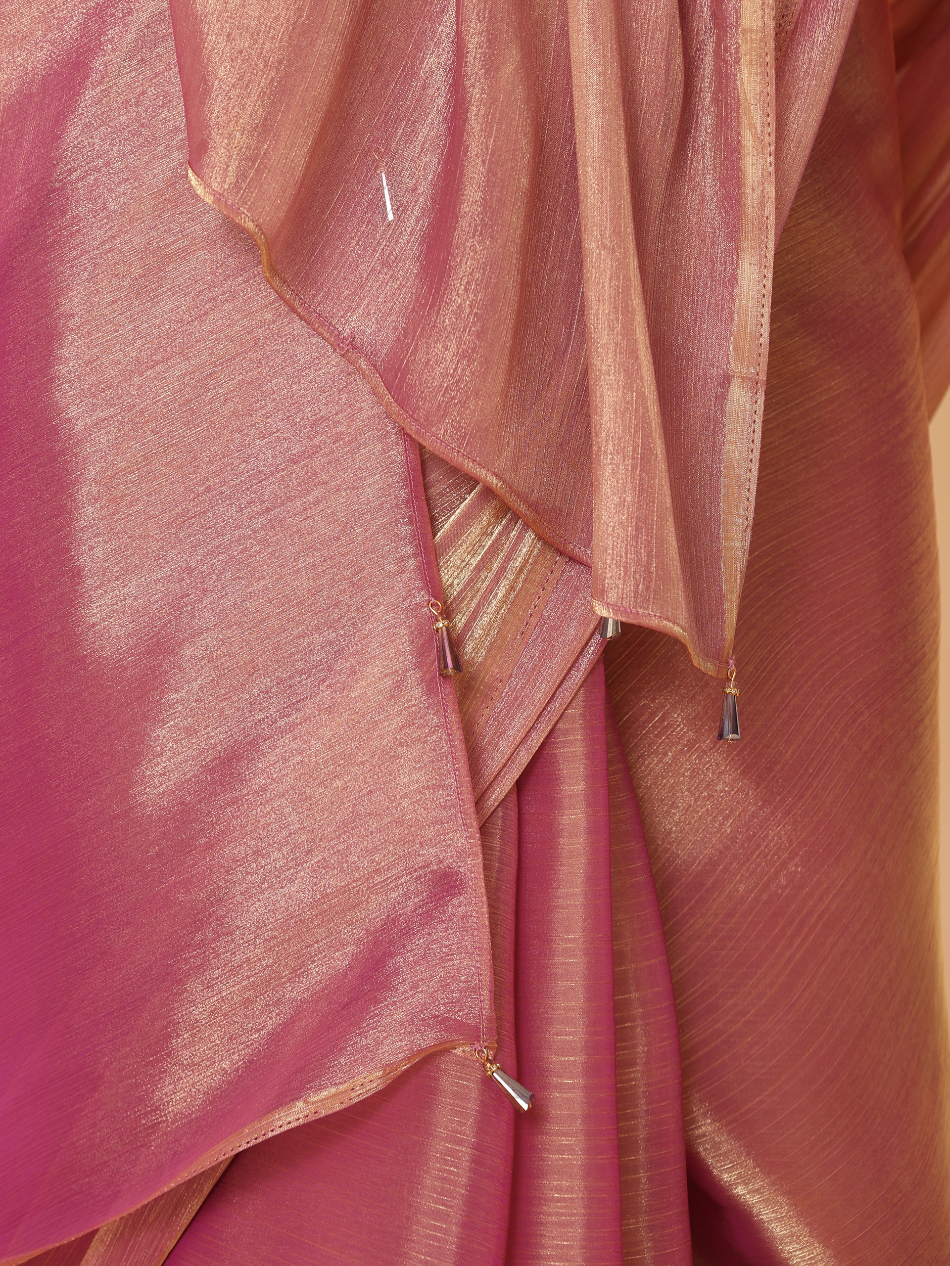 Purple Galaxy Mettalic Chiffon Saree with Beads