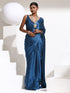 Zoya's Dream Blue Satin Saree with Beads and Embroidered Blouse Fabric