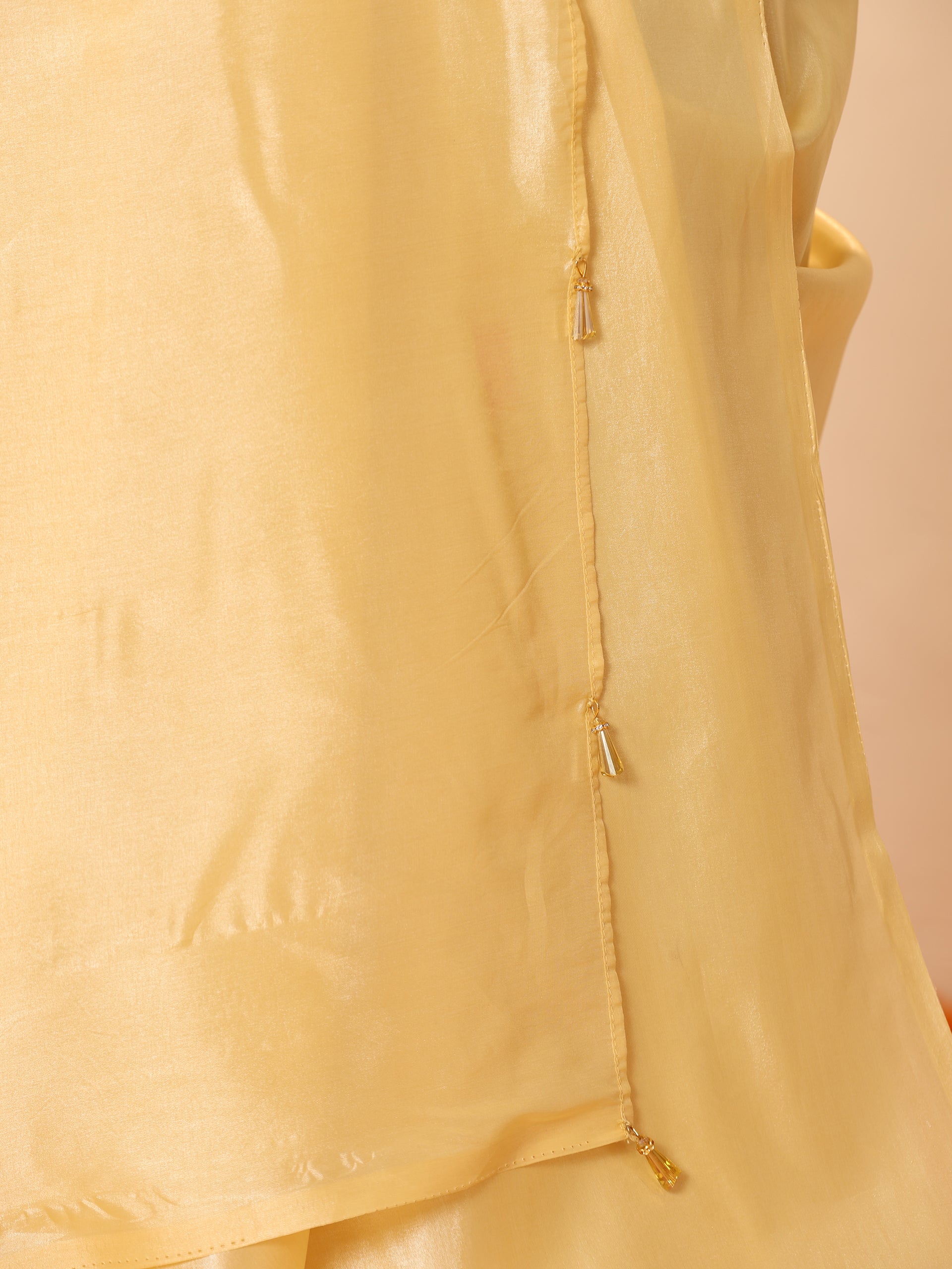 Flax Yellow Silken Saree with Jacqaurd Blouse Fabric