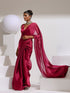 Wine Galaxy Organza Saree with Beads and Self Blouse Fabric