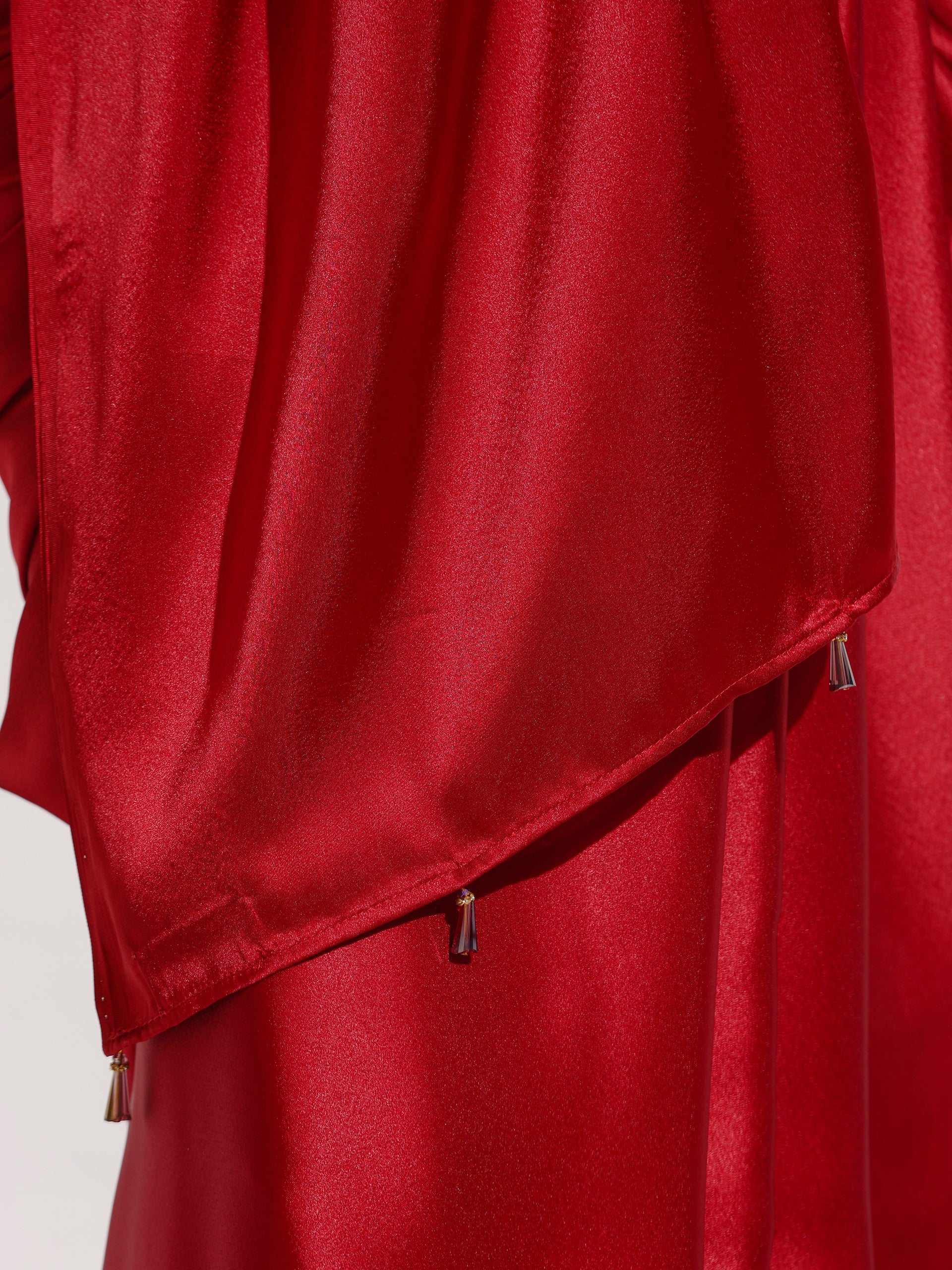 Big Apple Satin Saree with Beads and Embroidered Blouse Fabric