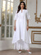Women’s White Hi Low Kurta | 1 Pc, Schiffli Swiss Embroidery on Sleeve,  Work Wear, Casual Wear (100% Cotton Cambric Extra Soft Breathable Fabric)