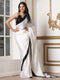 Women’s White and Black Sequin Saree | 1 Pc, Satin Fabric with Sequin Border, Festive Party Wear