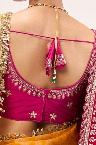 Woven Georgette Saree with Embroidered Ready-to-Wear Blouse