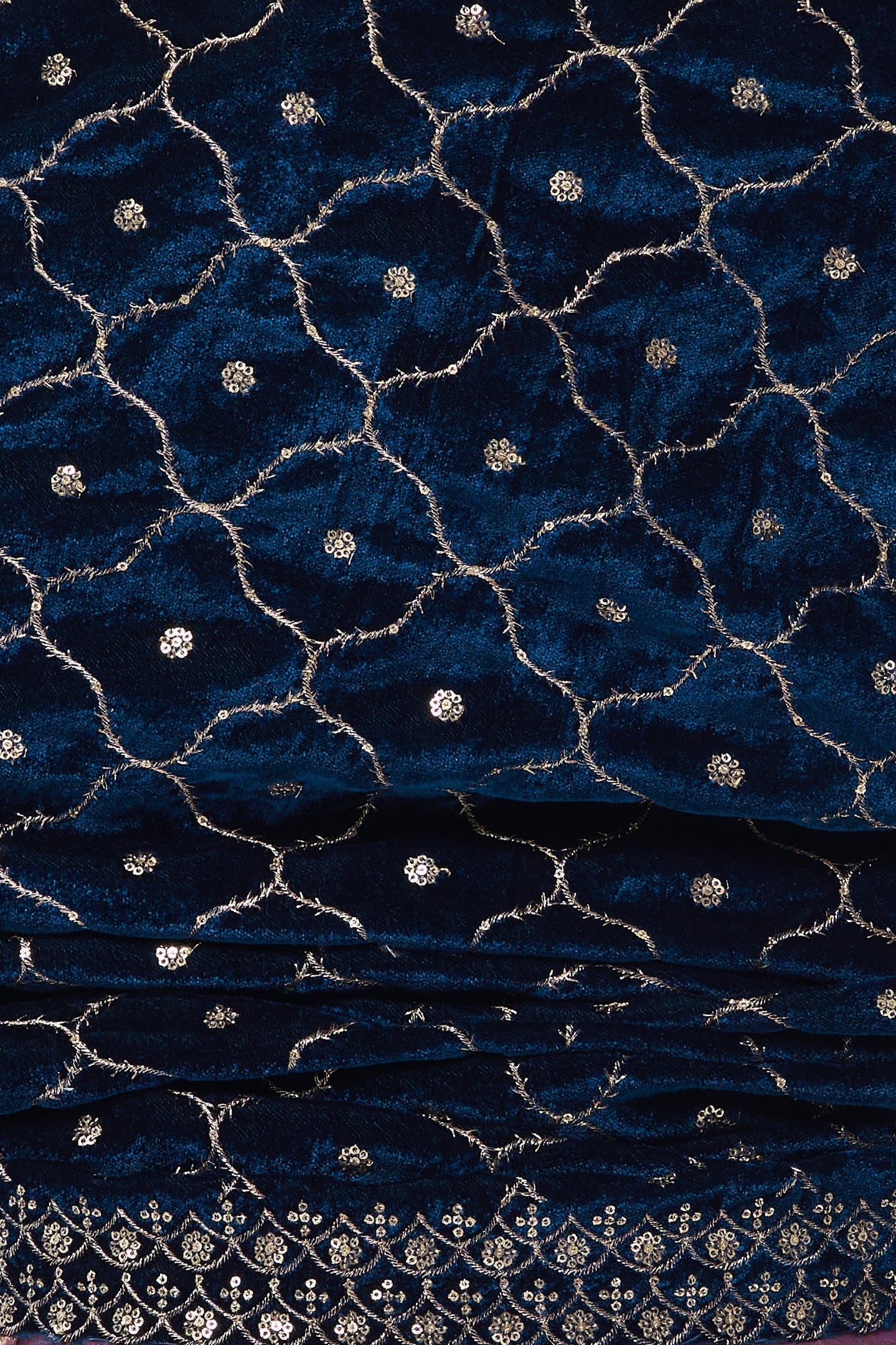 Navy Jaal Embroidered Velvet Shawl