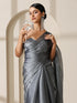 Grey Galaxy Diamond Organza Chiffon Saree with Self Blouse Fabric