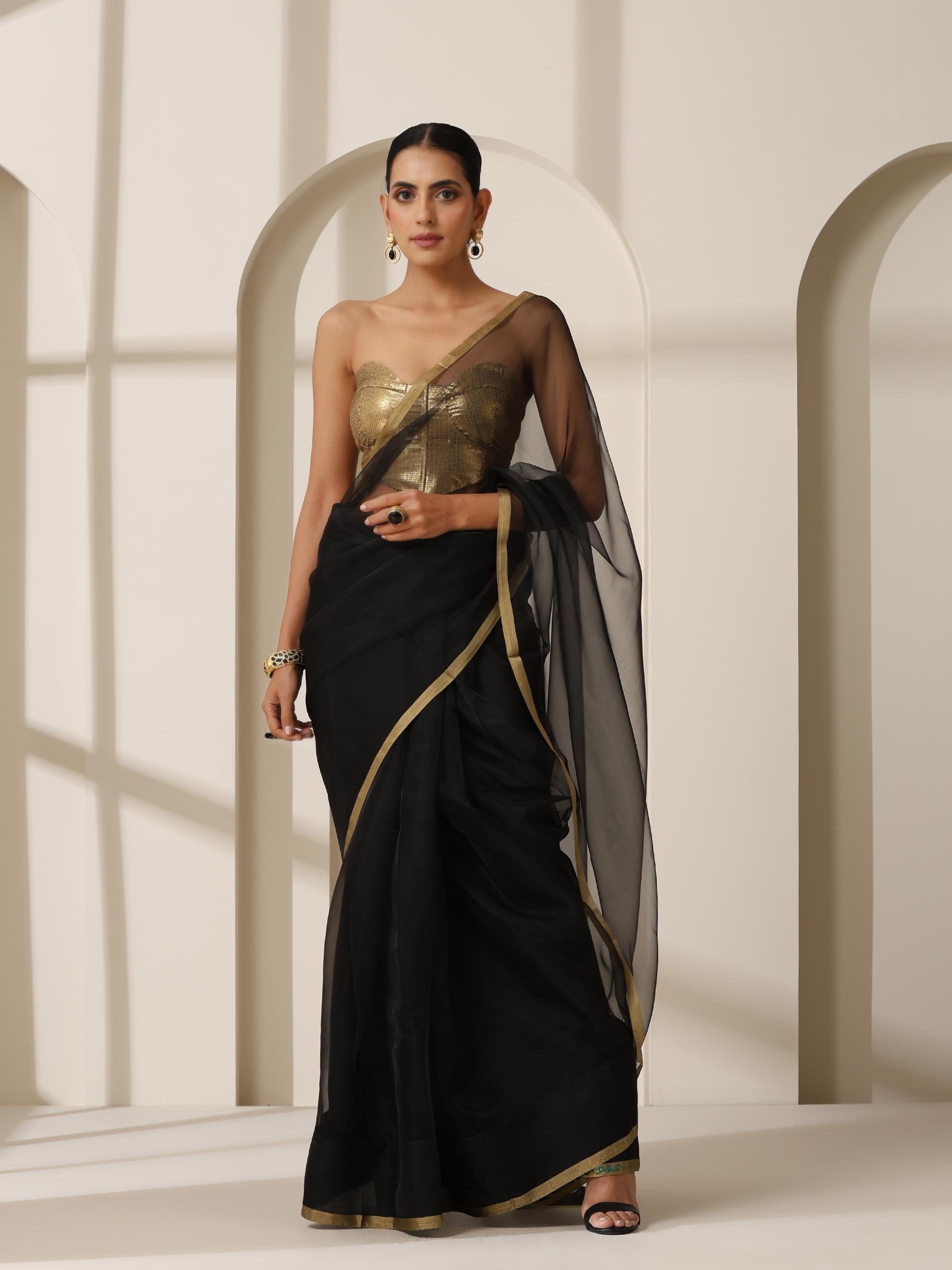 Black Cloud Organza Saree